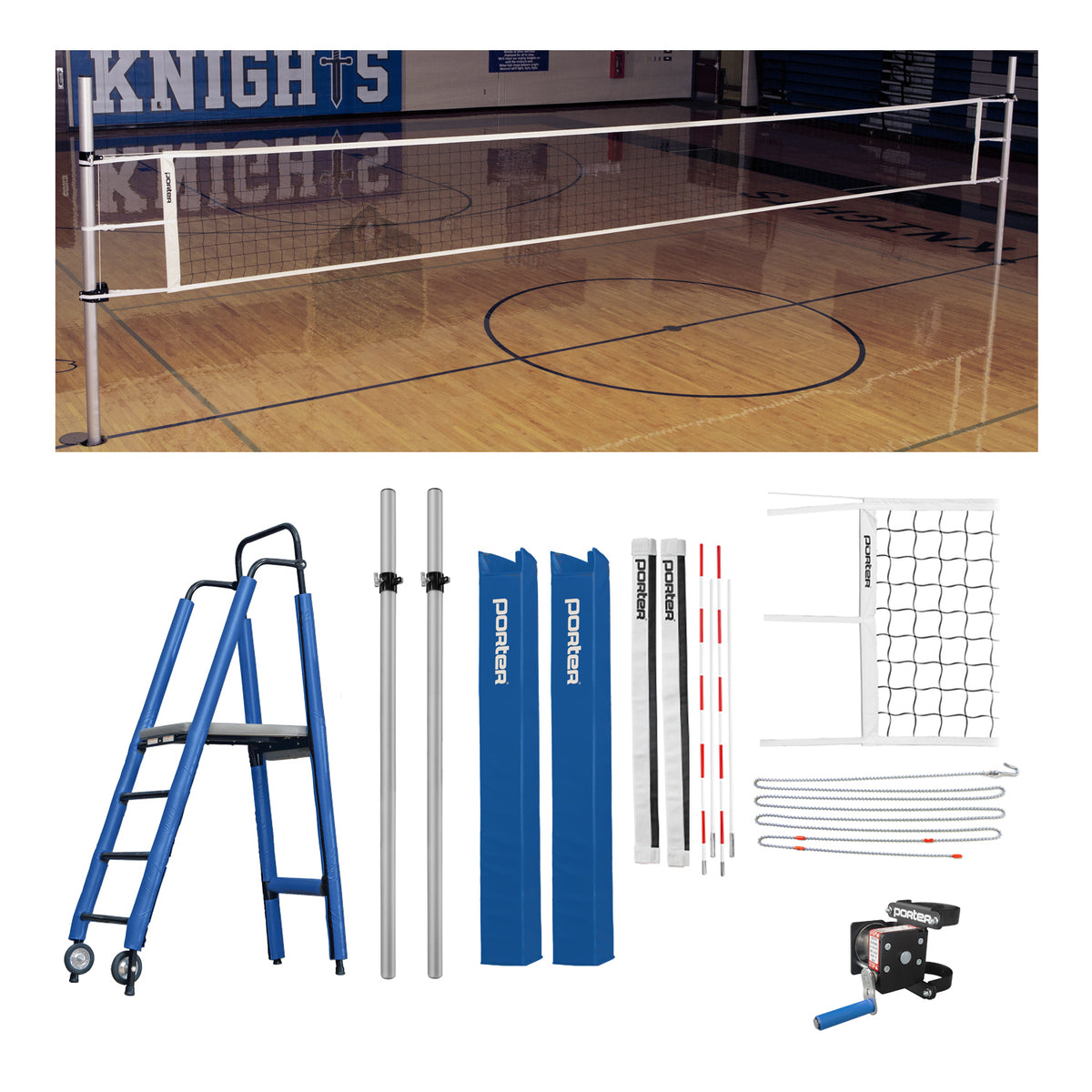 Porter Athletic Powr Rib Ii Vb Competition Plus Package 3" diameter, Royal Blue, Graphics