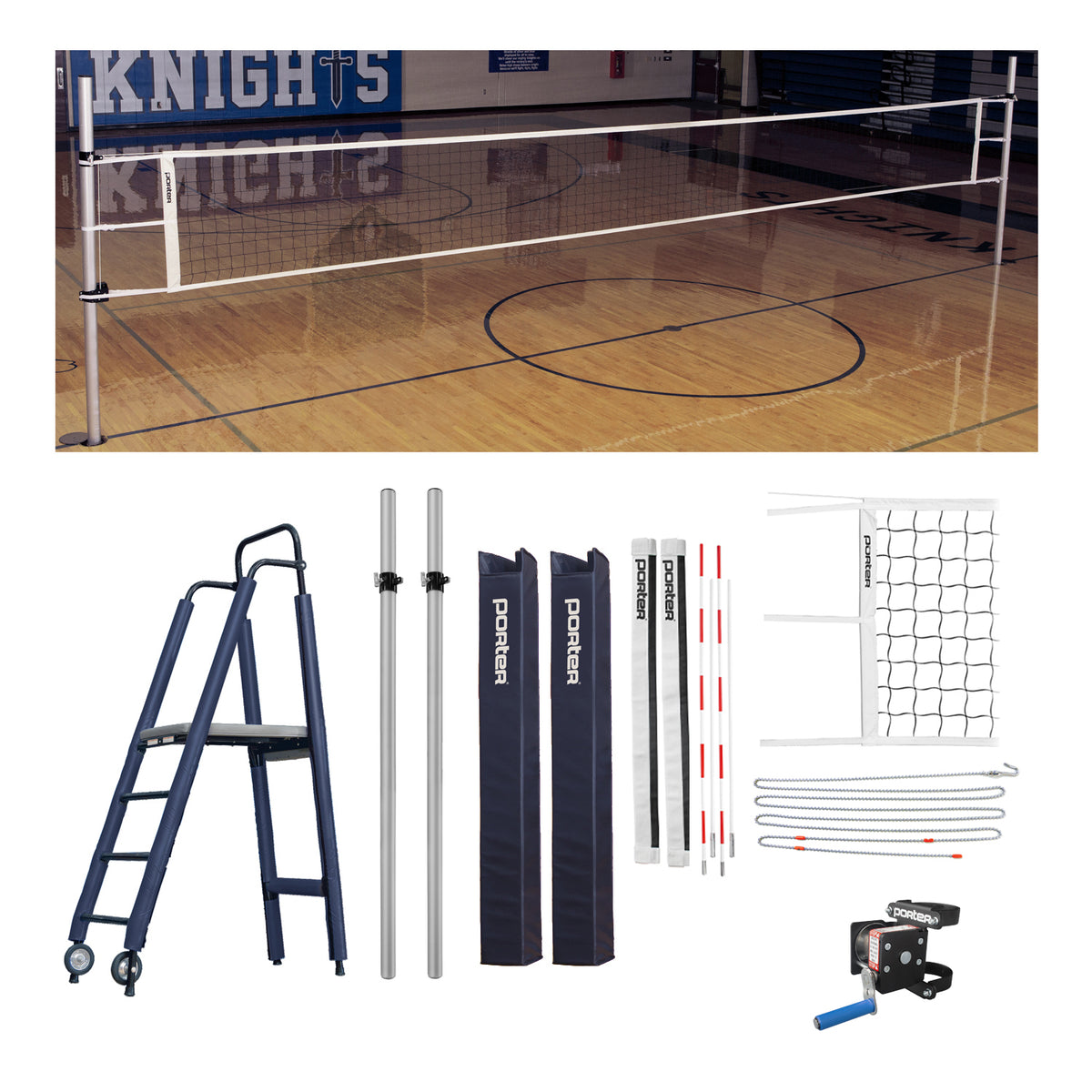 Porter Athletic Powr Rib Ii Vb Competition Plus Package 3-1/2" diameter, Navy Blue, No Graphics