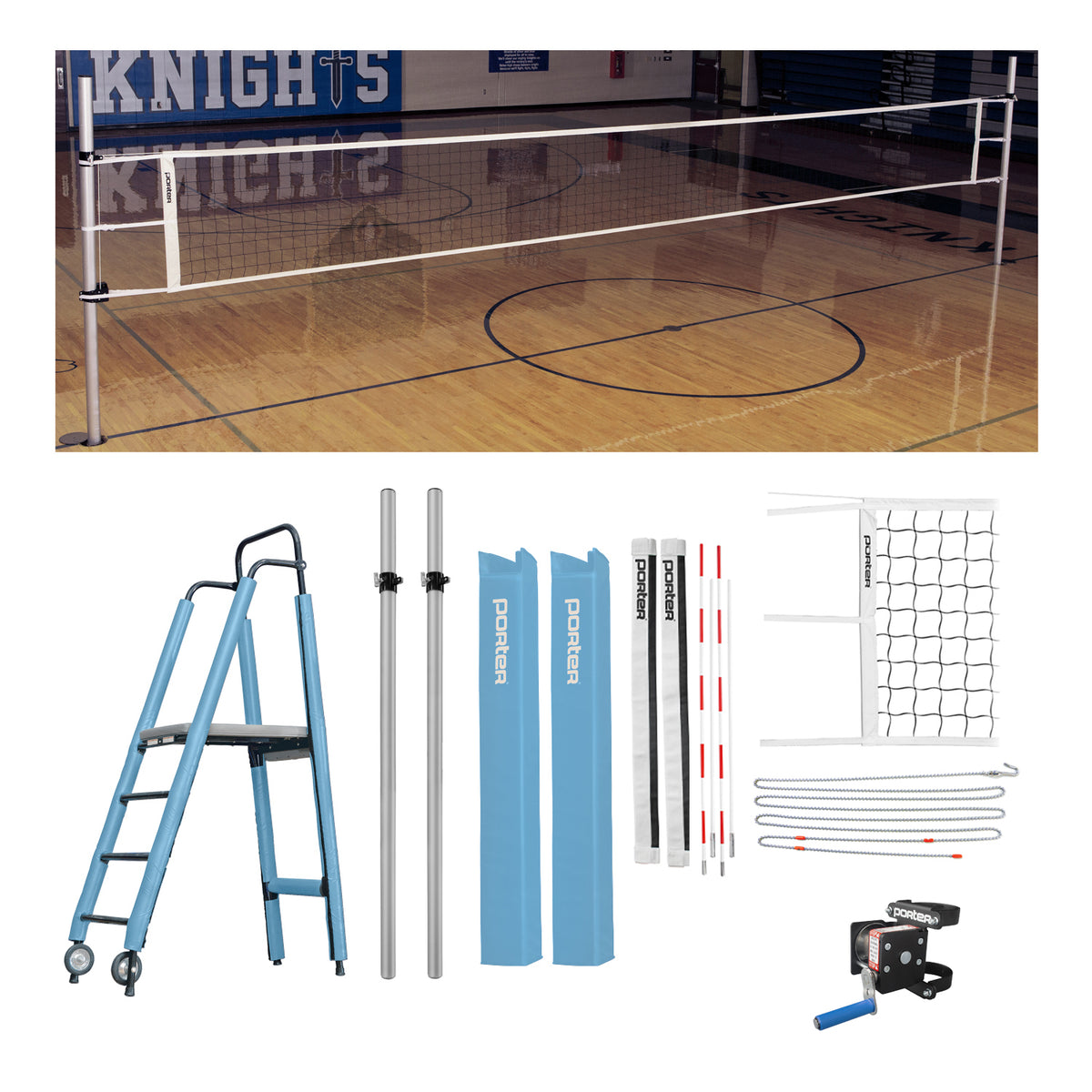 Porter Athletic Powr Rib Ii Vb Competition Plus Package 3-1/2" diameter, Light Blue, Graphics