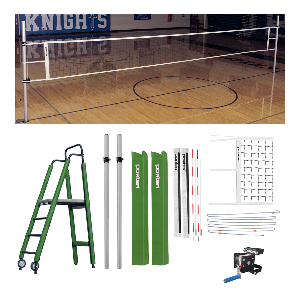 Porter Athletic Powr Rib Ii Vb Competition Plus Package 3-1/2" diameter, Kelly Green, No Graphics