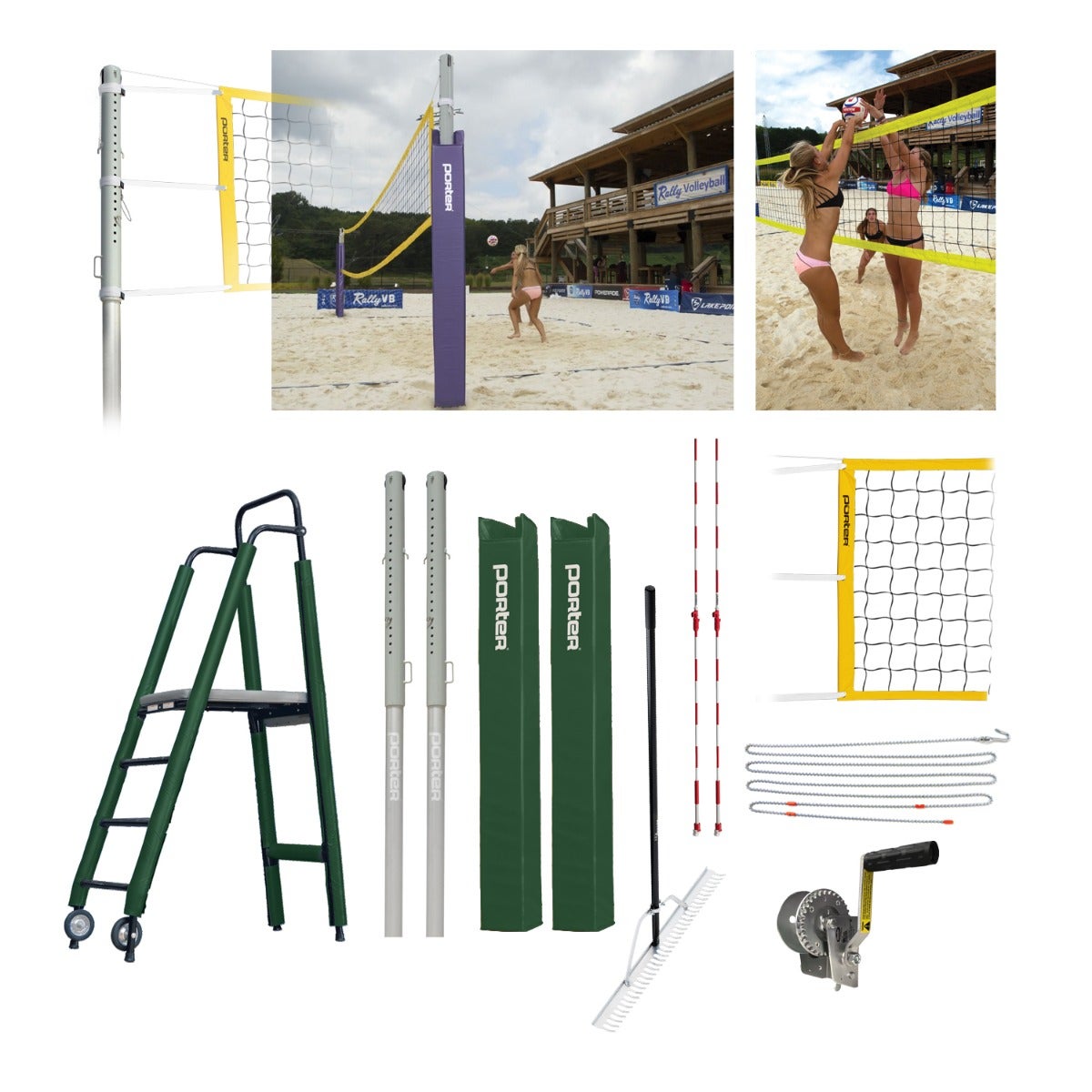 Porter Athletic Powr Sand Vb Competition Plus Package Dark Green, No Graphics