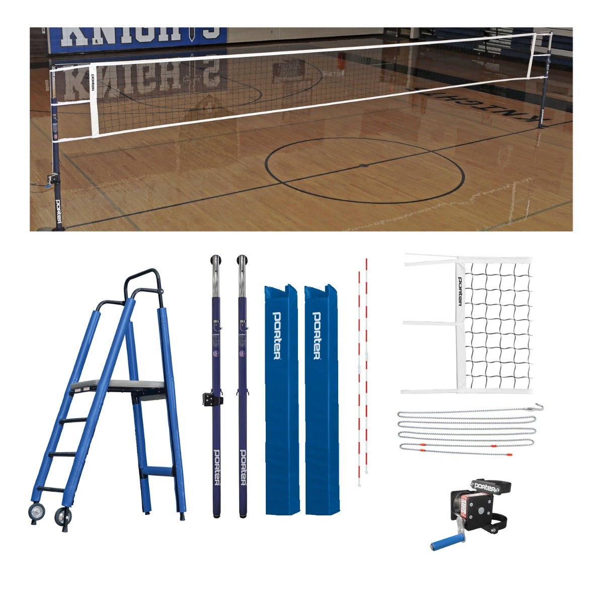 Porter Athletic Powr Steel Vb Competition Plus Package Royal Blue, No Graphics