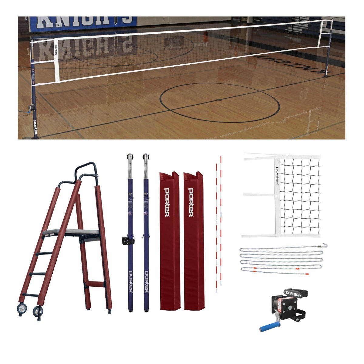 Porter Athletic Powr Steel Vb Competition Plus Package Maroon, No Graphics