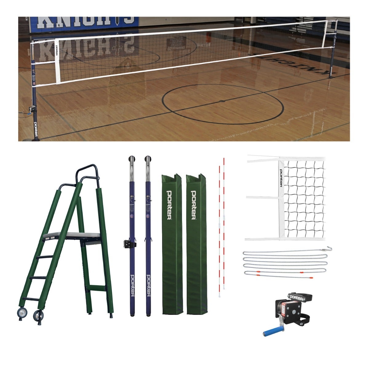Porter Athletic Powr Steel Vb Competition Plus Package Dark Green, No Graphics
