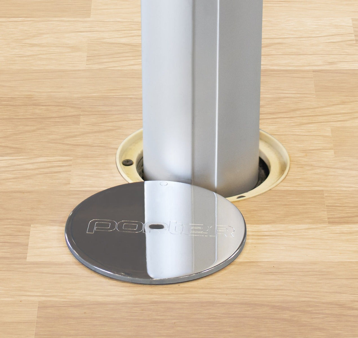 Porter Athletic Floor Sleeves With Round Cover Plates 2-3/8" diameter, 5" Chrome Cover