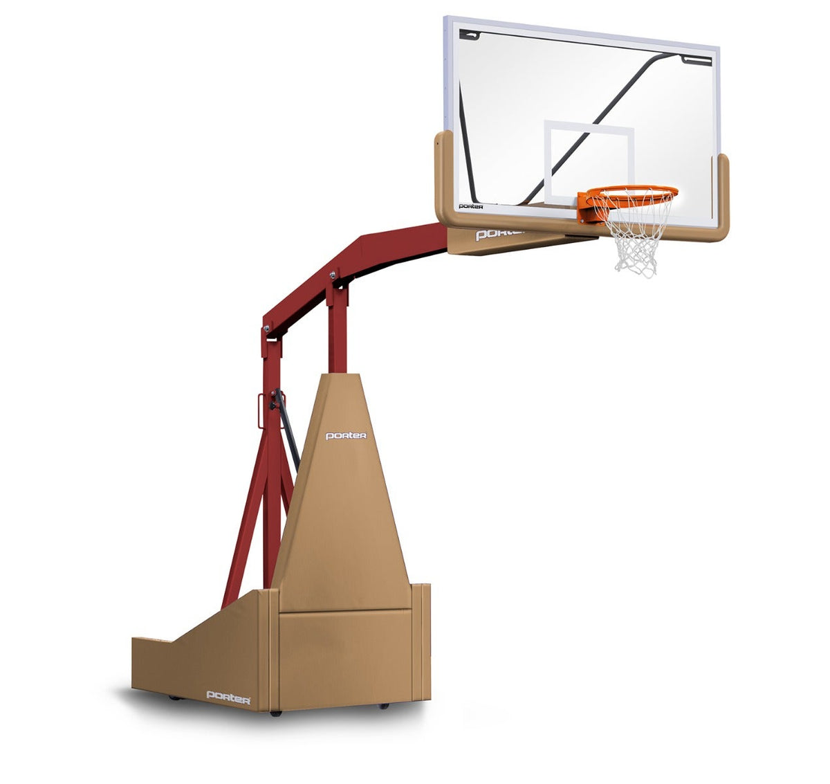 Porter Athletic 1135 Competition Portable Backstop Tan, Maroon, No Graphics
