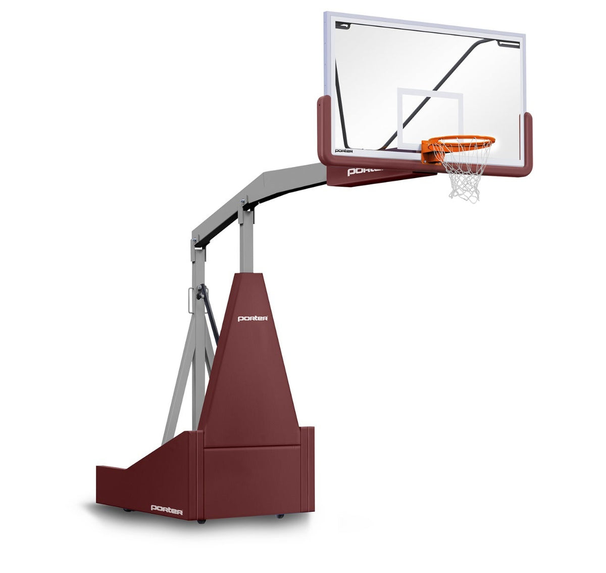 Porter Athletic 1135 Competition Portable Backstop Maroon, Gray, No Graphics