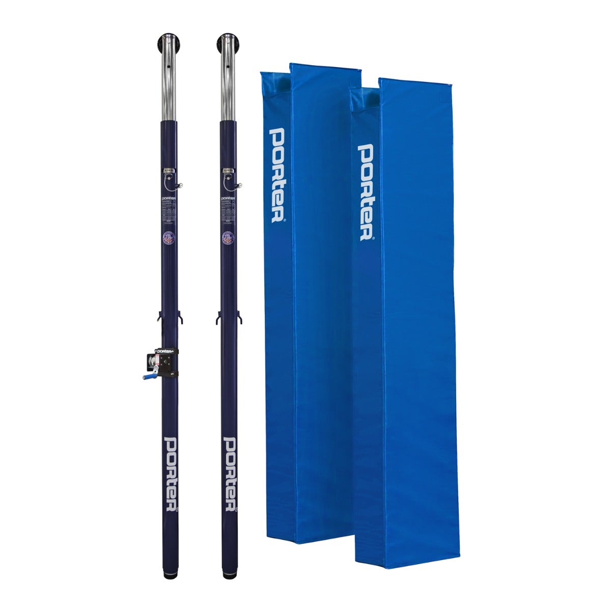 Porter Athletic Powr Steel Vb End Standards With Pads Royal Blue, No Graphics