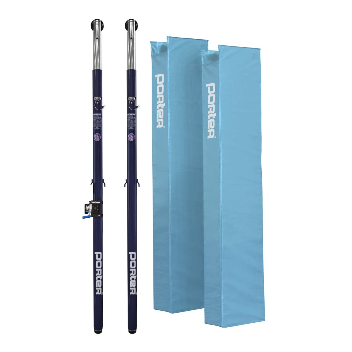 Porter Athletic Powr Steel Vb End Standards With Pads Light Blue, Graphics