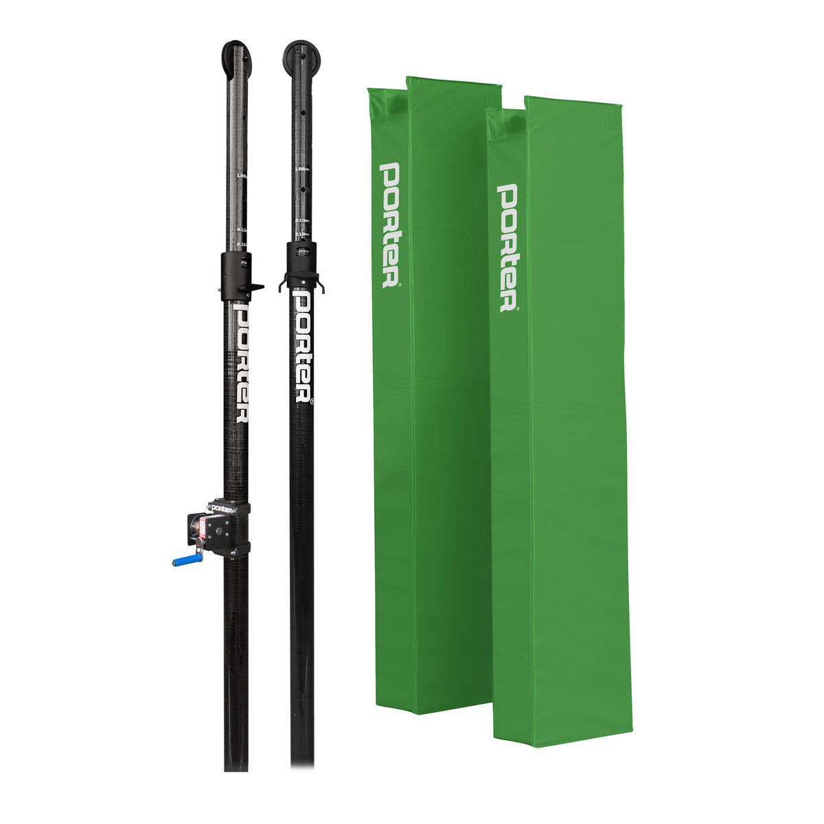 Porter Athletic Powr Carbon Ii Vb End Standards With Pads Kelly Green, No Graphics