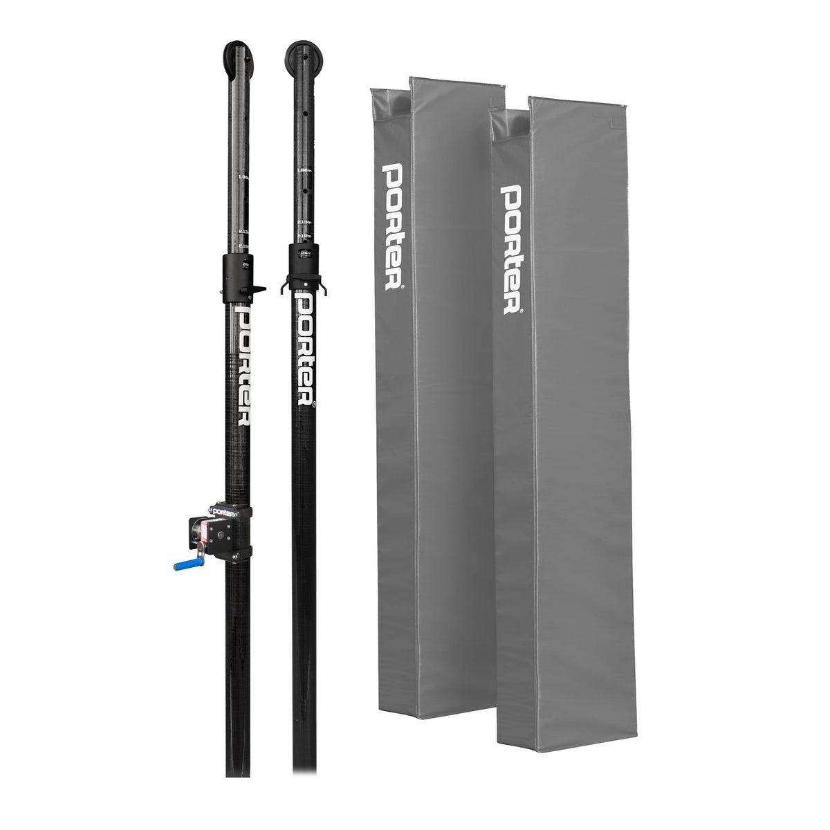 Porter Athletic Powr Carbon Ii Vb End Standards With Pads Gray, No Graphics