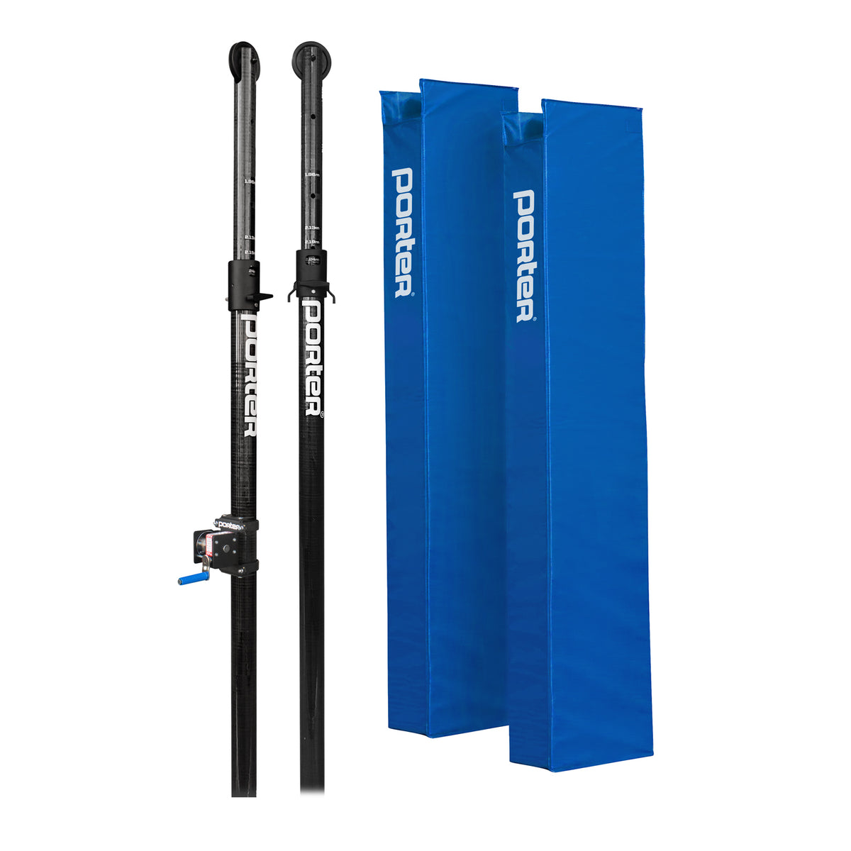 Porter Athletic Powr Carbon Ii Vb End Standards With Pads Royal Blue, No Graphics