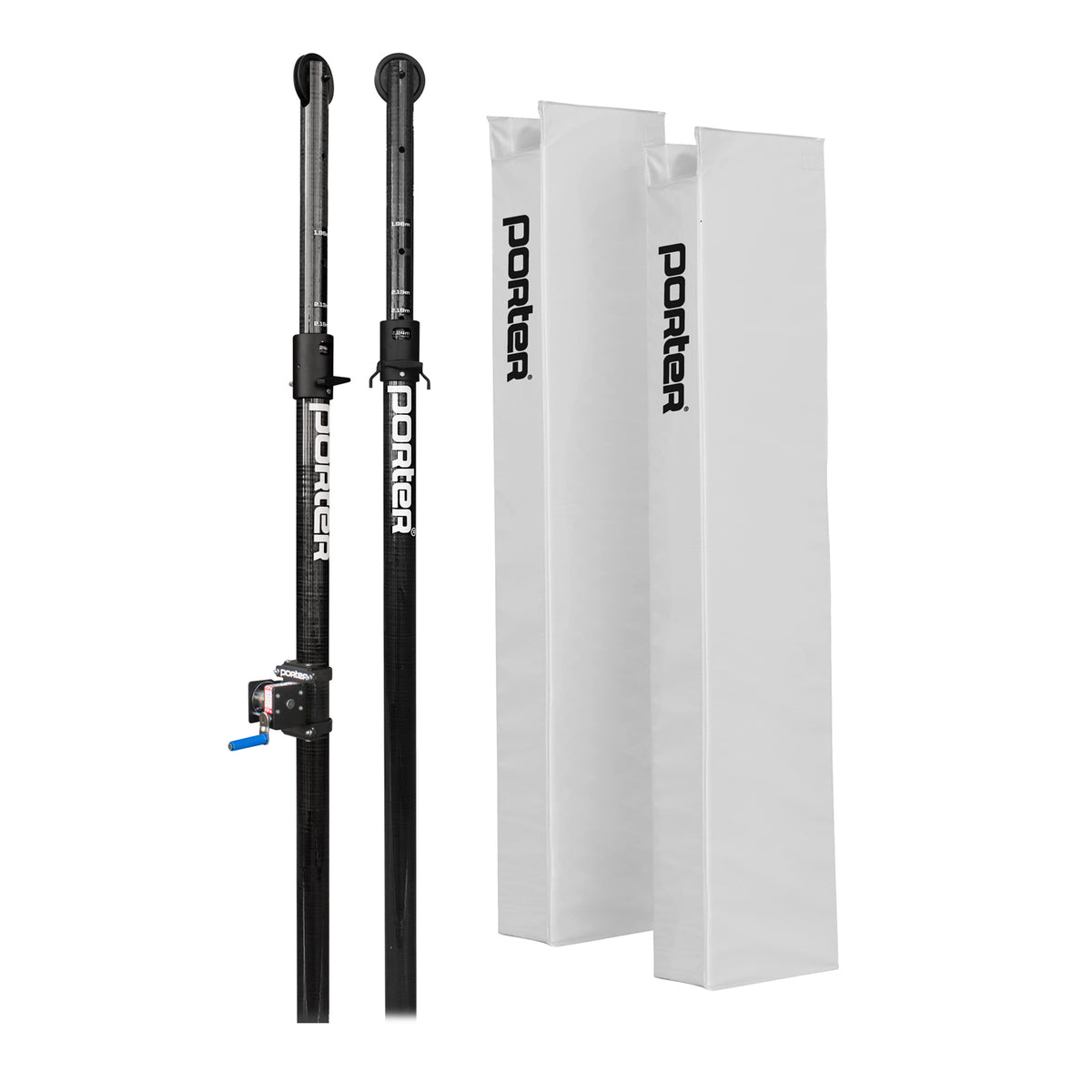 Porter Athletic Powr Carbon Ii Vb End Standards With Pads White, No Graphics