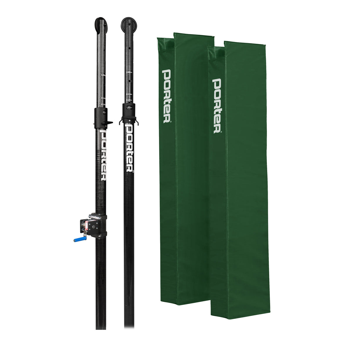 Porter Athletic Powr Carbon Ii Vb End Standards With Pads Dark Green, No Graphics