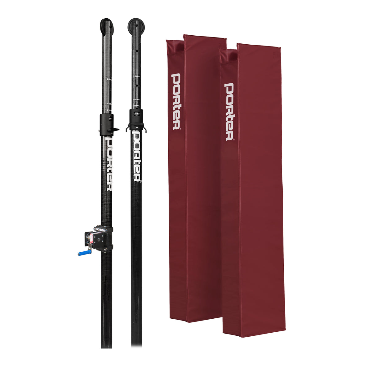 Porter Athletic Powr Carbon Ii Vb End Standards With Pads Maroon, Graphics