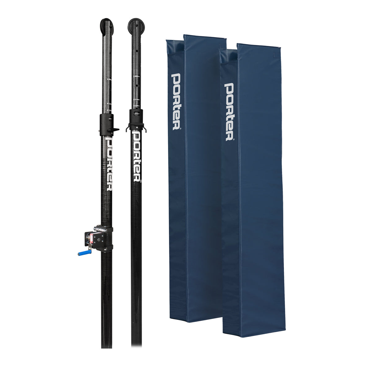 Porter Athletic Powr Carbon Ii Vb End Standards With Pads Navy Blue, Graphics