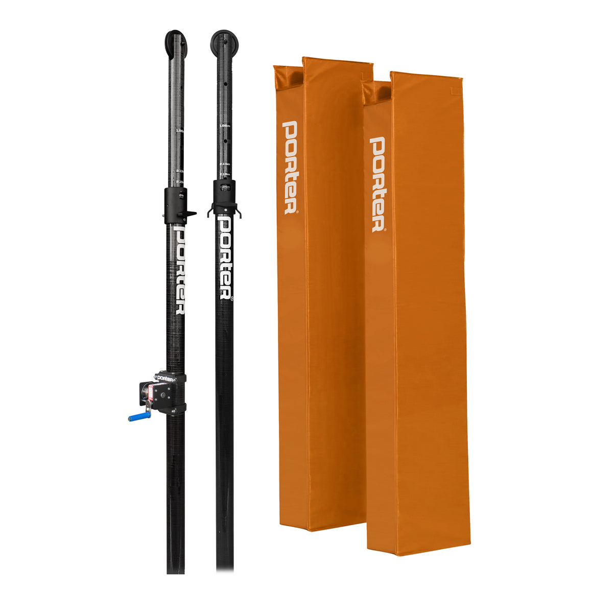 Porter Athletic Powr Carbon Ii Vb End Standards With Pads Orange, No Graphics