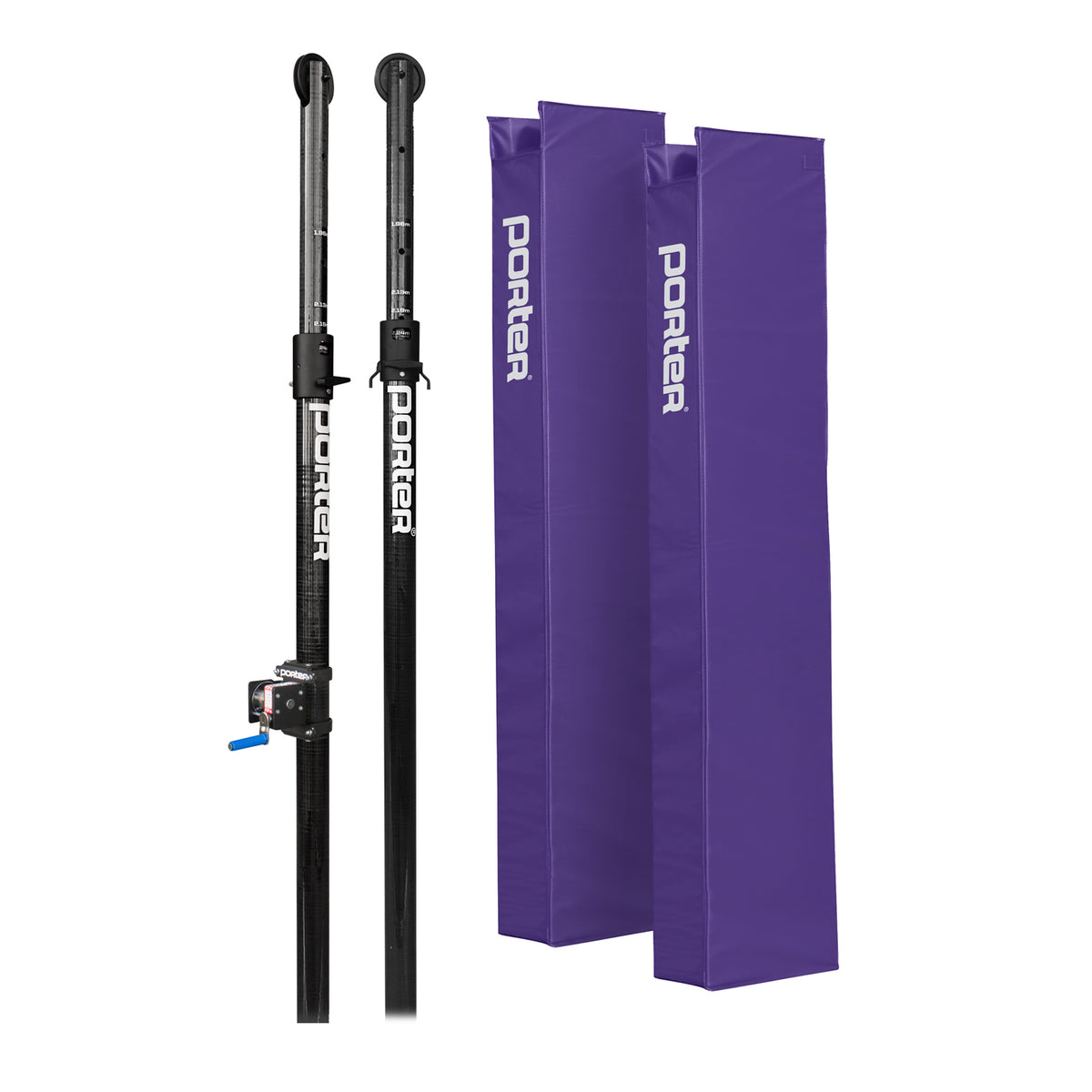 Porter Athletic Powr Carbon Ii Vb End Standards With Pads Purple, No Graphics