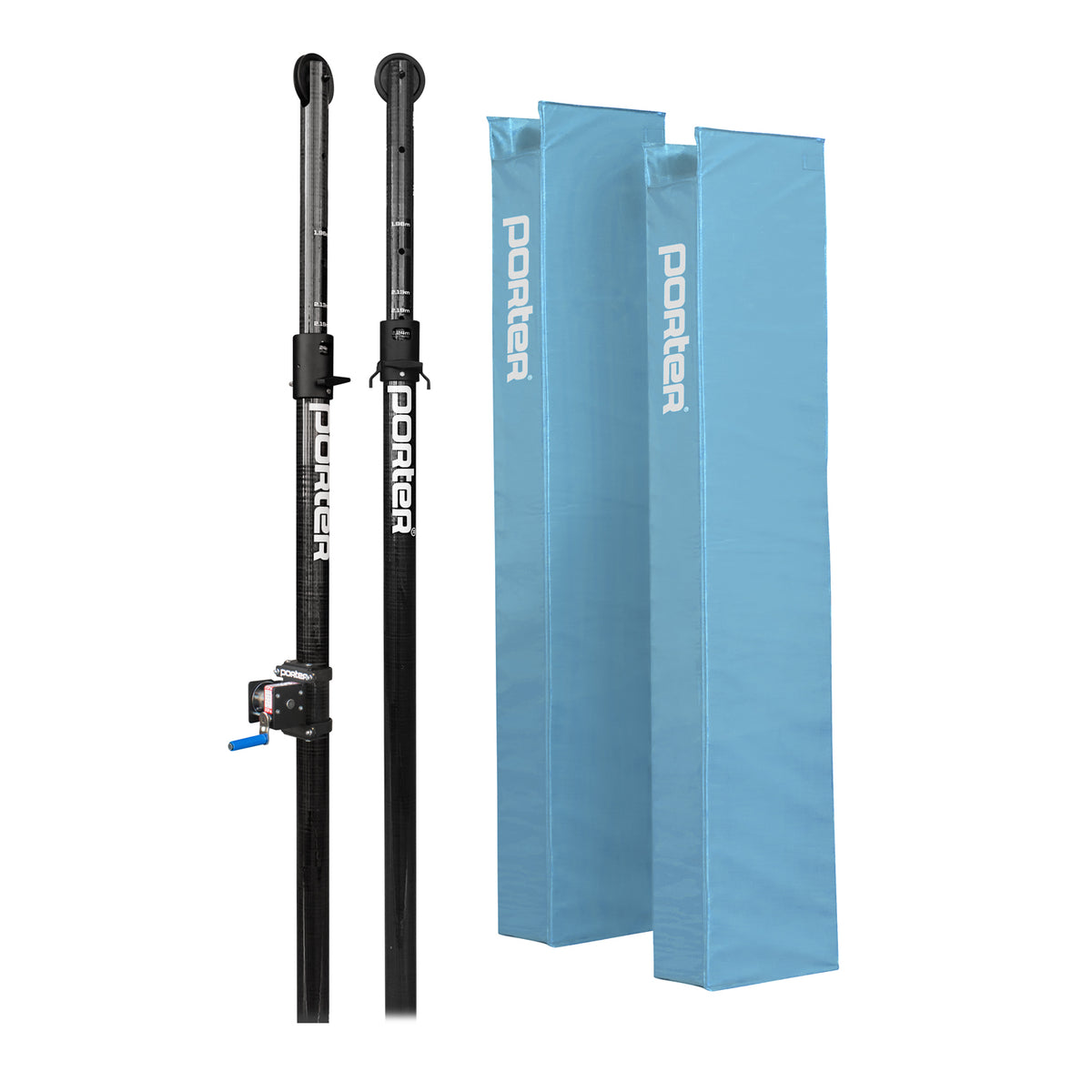 Porter Athletic Powr Carbon Ii Vb End Standards With Pads Light Blue, Graphics