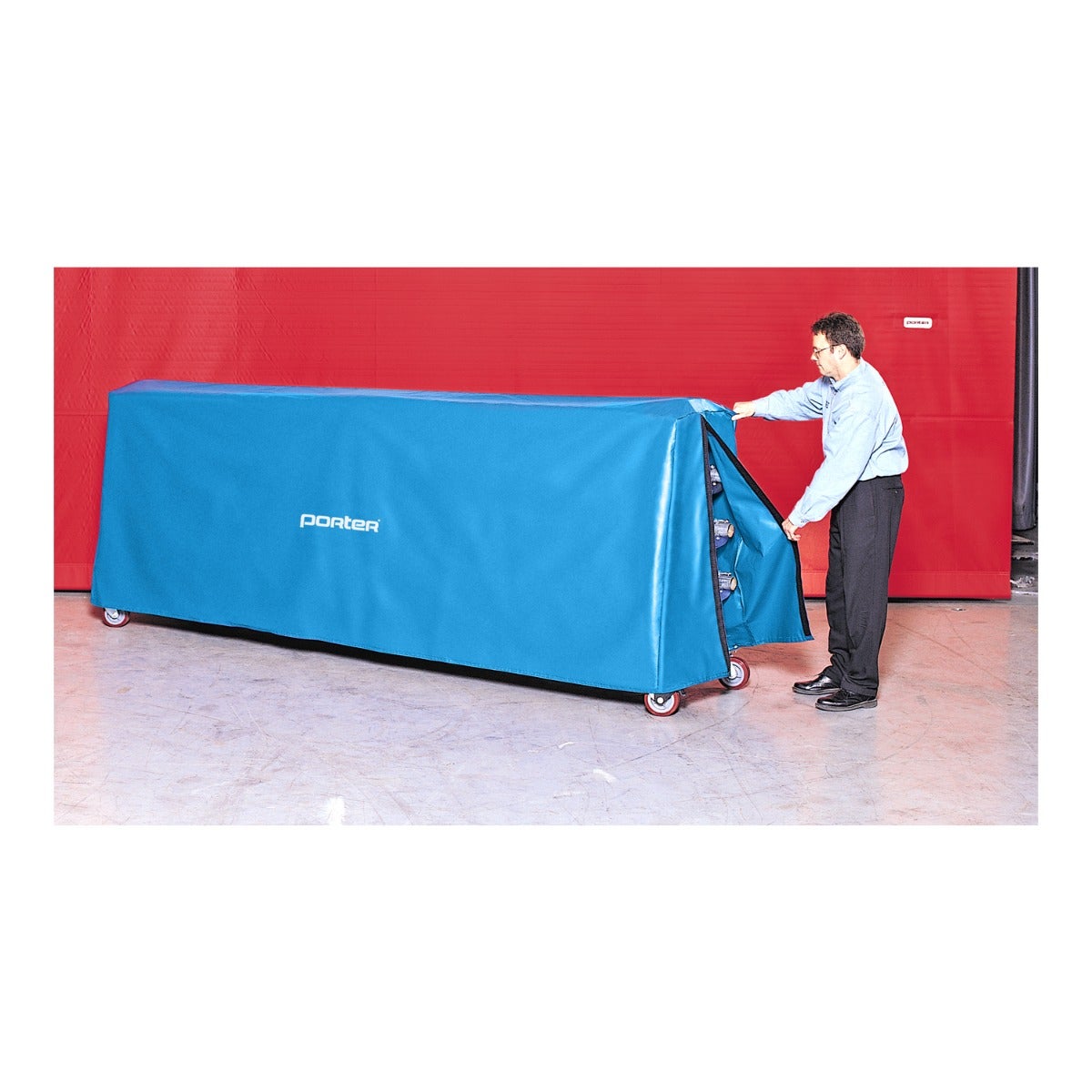 Porter Athletic Floor Cover Storage Cart Dust Cover Light Blue