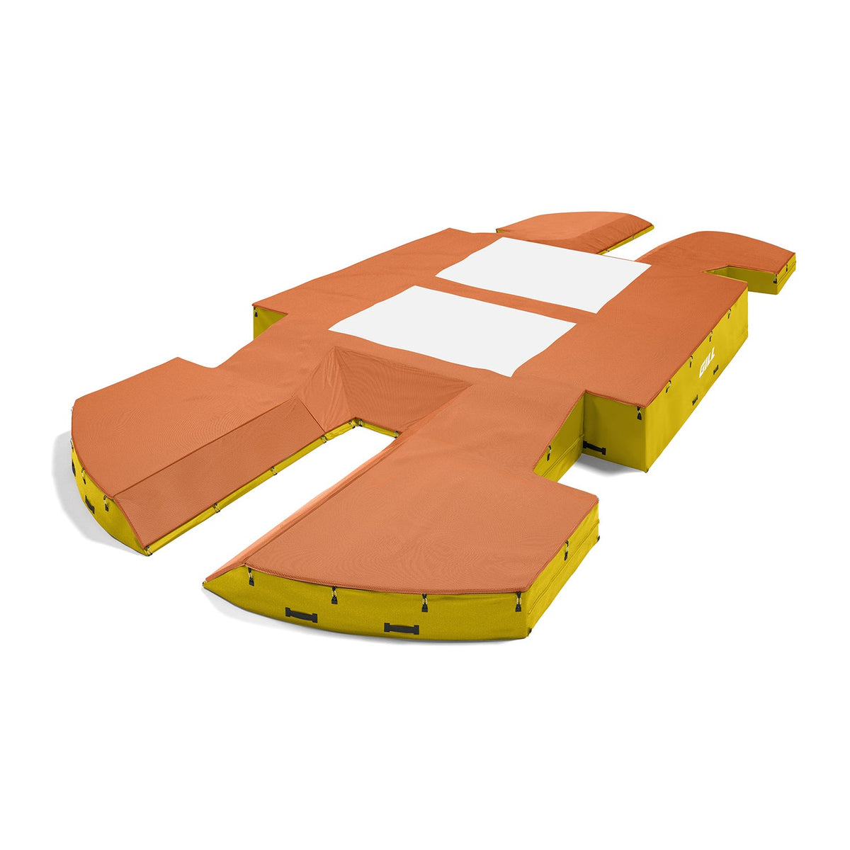 Gill Athletics AGX M4 Double Front Pole Vault Landing System (21'6" X 44'2" X 32") Orange, Yellow Gold