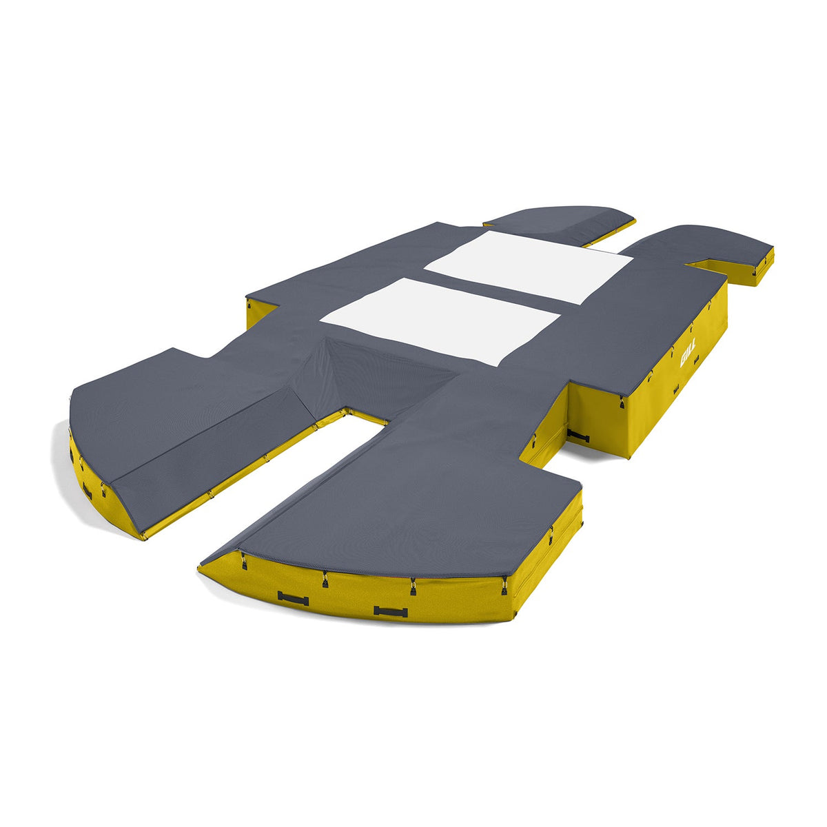 Gill Athletics AGX M4 Double Front Pole Vault Landing System (21'6" X 44'2" X 32") Navy Blue, Yellow Gold