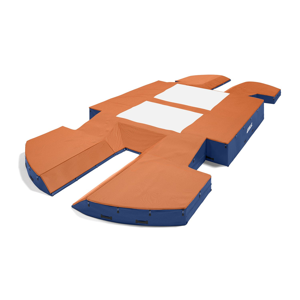Gill Athletics AGX M4 Double Front Pole Vault Landing System (21'6" X 44'2" X 32") Orange, Royal Blue