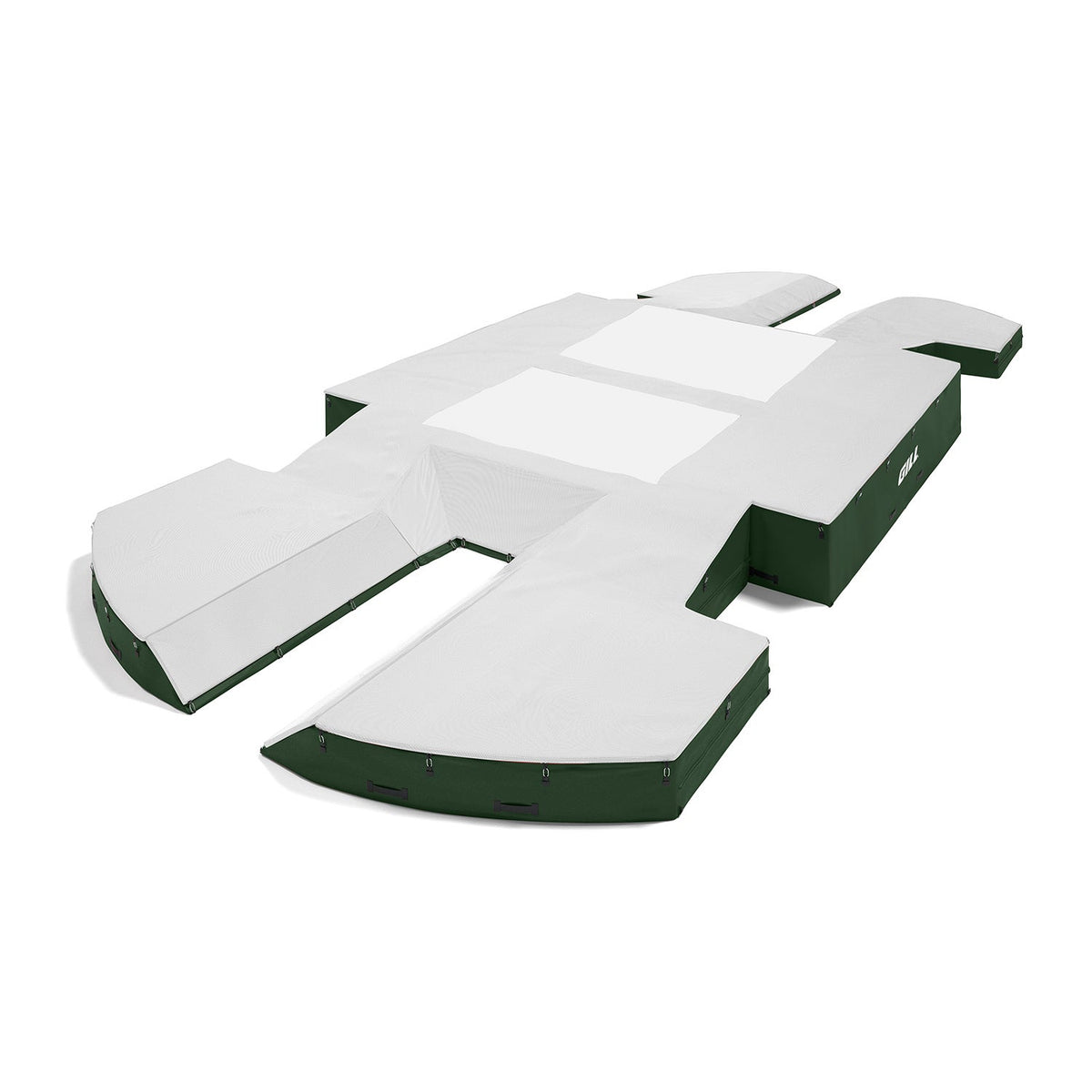 Gill Athletics AGX M4 Double Front Pole Vault Landing System (21'6" X 44'2" X 32") White, Dark Green