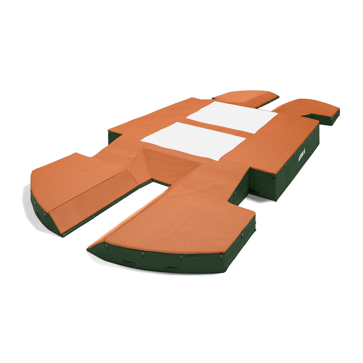 Gill Athletics AGX M4 Double Front Pole Vault Landing System (21'6" X 44'2" X 32") Orange, Dark Green