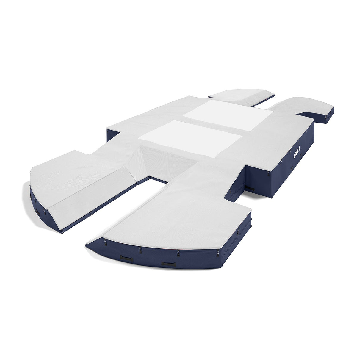 Gill Athletics AGX M4 Double Front Pole Vault Landing System (21'6" X 44'2" X 32") White, Navy Blue