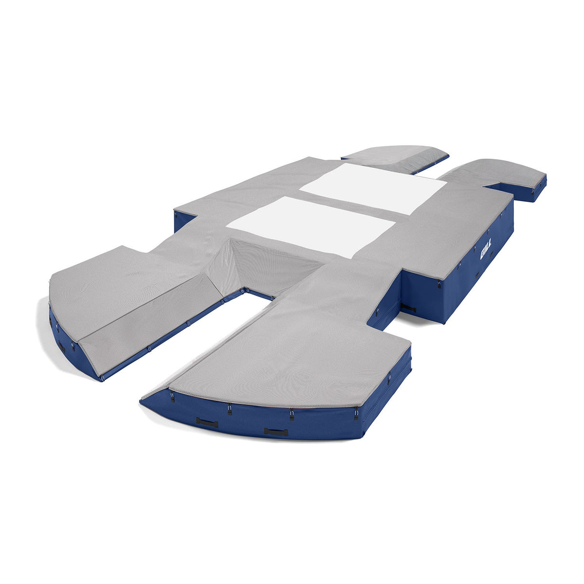 Gill Athletics AGX M4 Double Front Pole Vault Landing System (21'6" X 44'2" X 32") Gray, Royal Blue