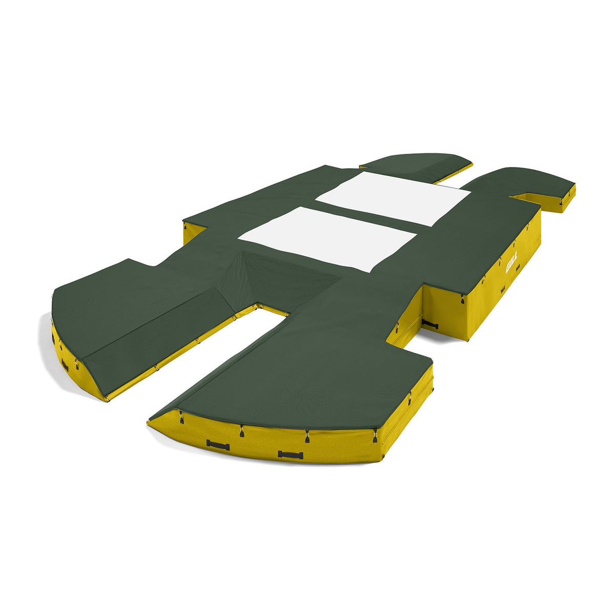 Gill Athletics AGX M4 Double Front Pole Vault Landing System (21'6" X 44'2" X 32") Dark Green, Yellow Gold