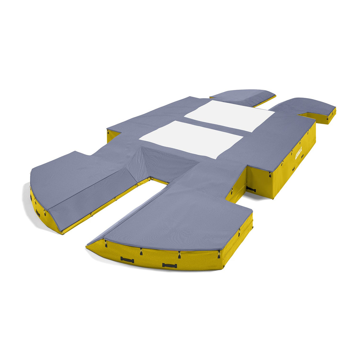 Gill Athletics AGX M4 Double Front Pole Vault Landing System (21'6" X 44'2" X 32") Royal Blue, Yellow Gold