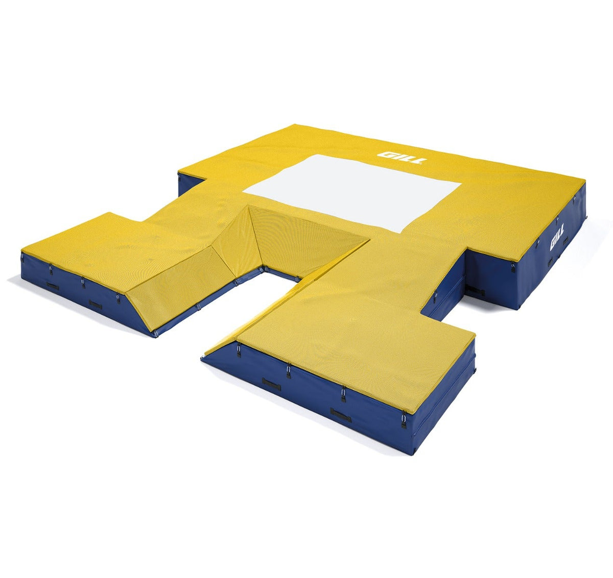 Gill Athletics S4 Pole Vault Value Pack (21'6" X 24' X 28") Yellow Gold, Royal Blue