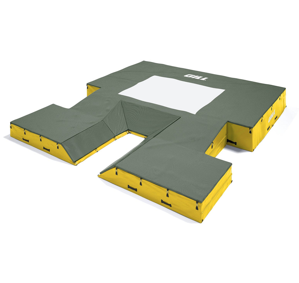 Gill Athletics S4 Pole Vault Value Pack (21'6" X 24' X 28") Dark Green, Yellow Gold