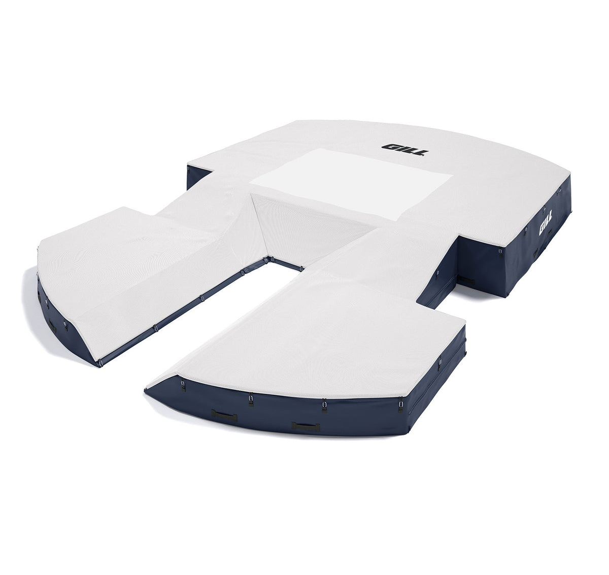Gill Athletics AGX M4 Pole Vault Landing System (21'6" X 31'2" X 32") White, Navy Blue