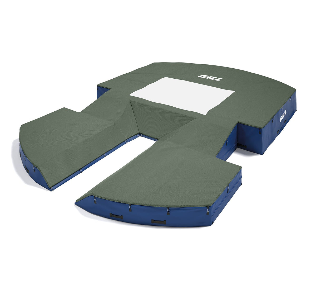 Gill Athletics AGX M4 Pole Vault Landing System (21'6" X 31'2" X 32") Dark Green, Royal Blue