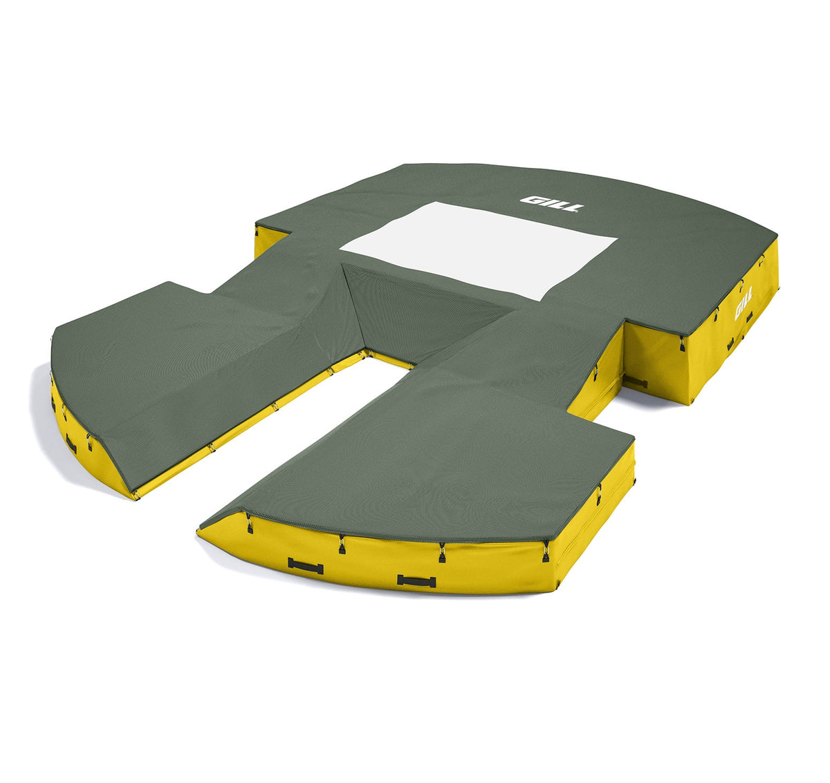 Gill Athletics AGX M4 Pole Vault Landing System (21'6" X 31'2" X 32") Dark Green, Yellow Gold