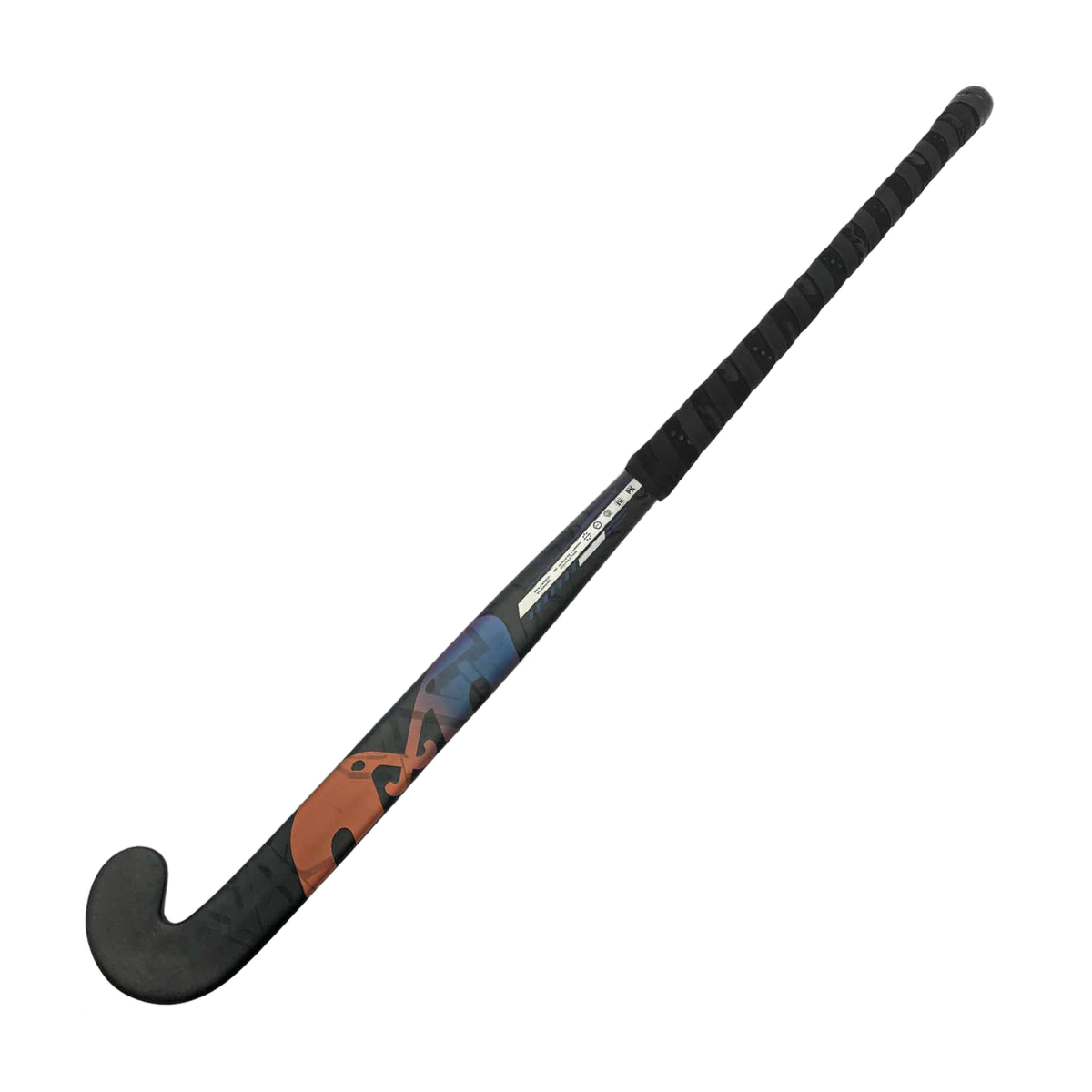 TK Deluxe Late Bow field hockey stick in black with matte finish and bronze graphic accents