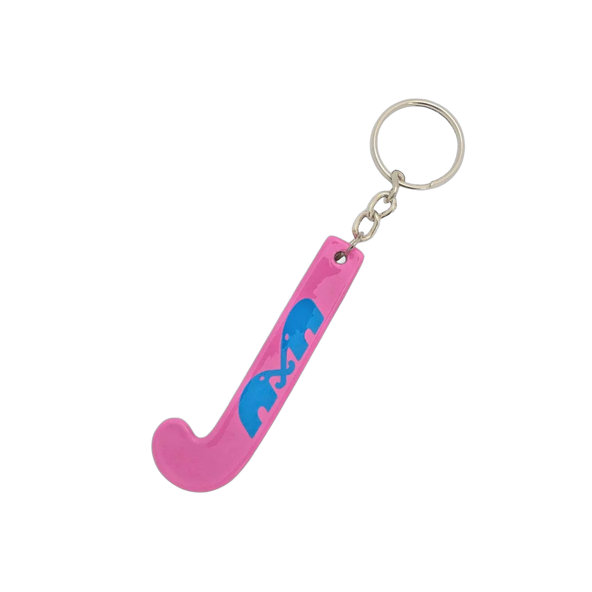 TK field hockey stick keychain with miniature stick shape and metal key ring
