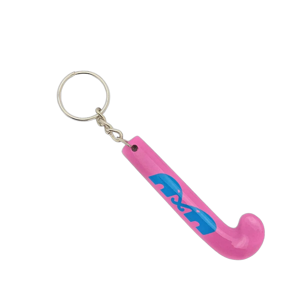 TK field hockey stick keychain with miniature stick shape and metal key ring