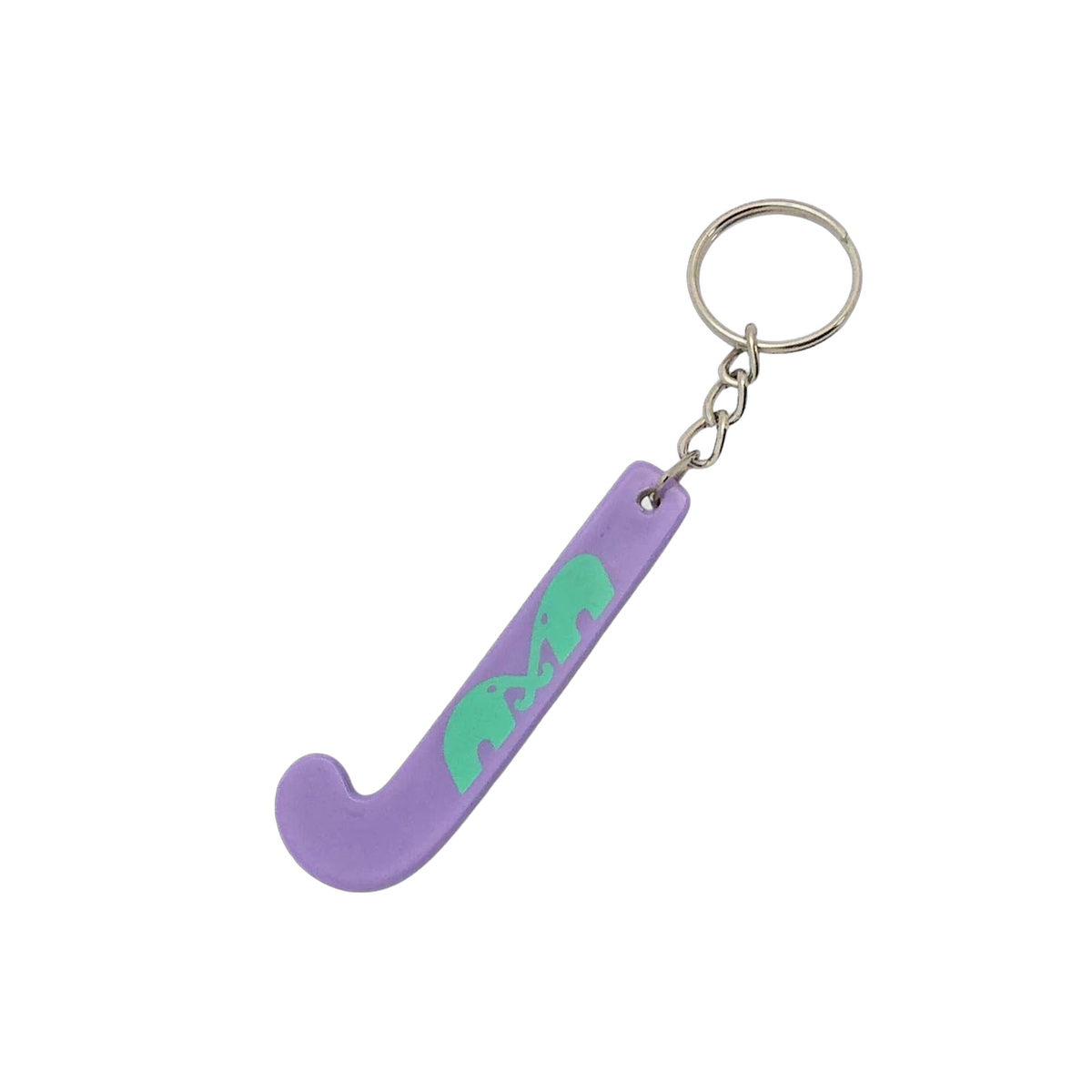 TK field hockey stick keychain with miniature stick shape and metal key ring