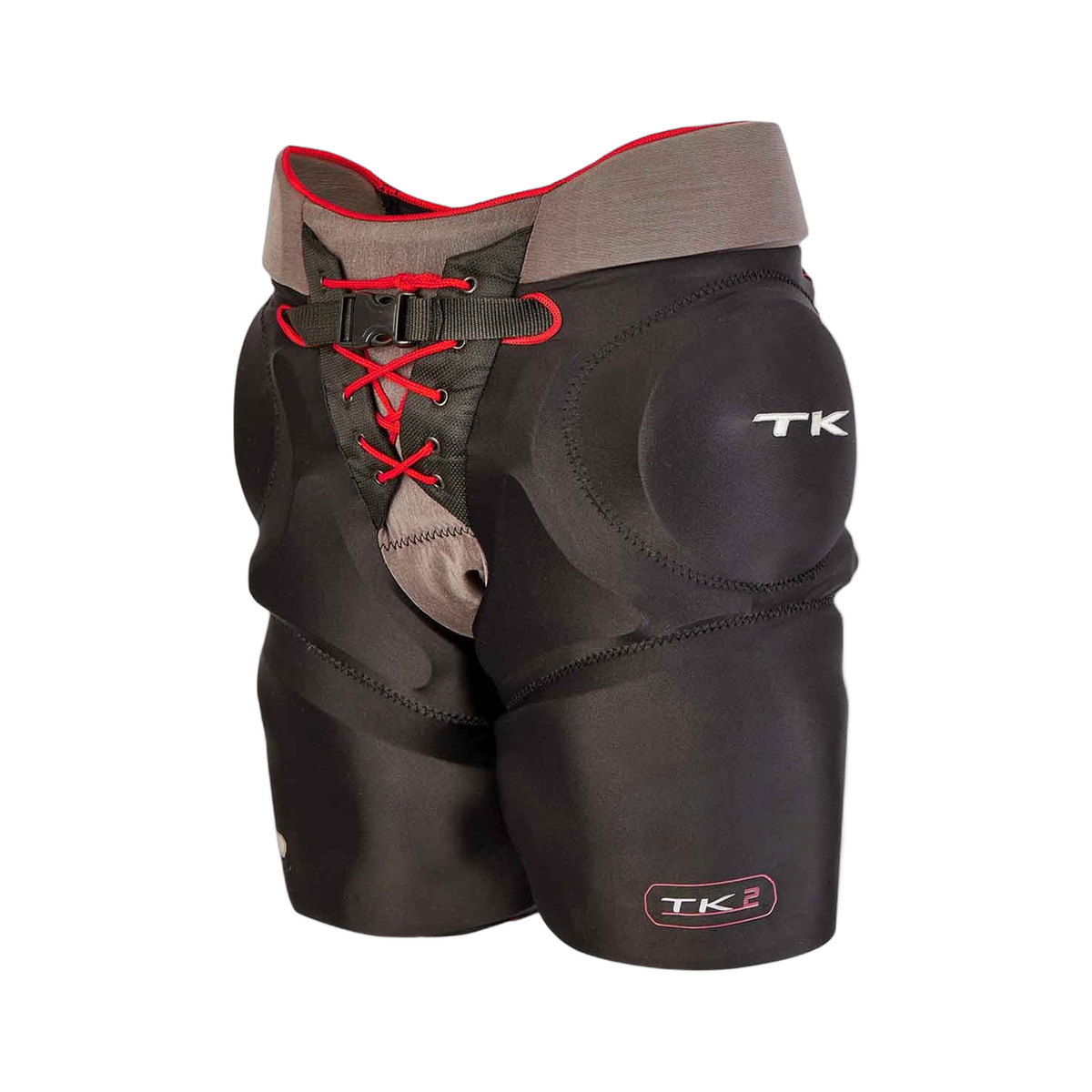 TK2 safety pants featuring high-density padding and a secure lace-up and buckle system to provide superior protection, stability, and comfort for goalkeepers