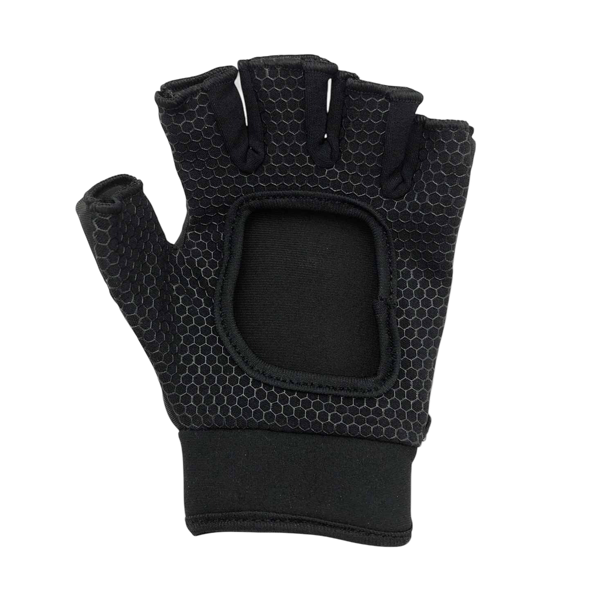 TK4 field hockey glove for left hand with hard-shell backhand protection and open finger design