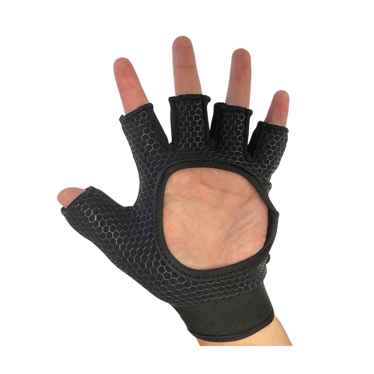 TK4 field hockey glove for left hand with hard-shell backhand protection and open finger design