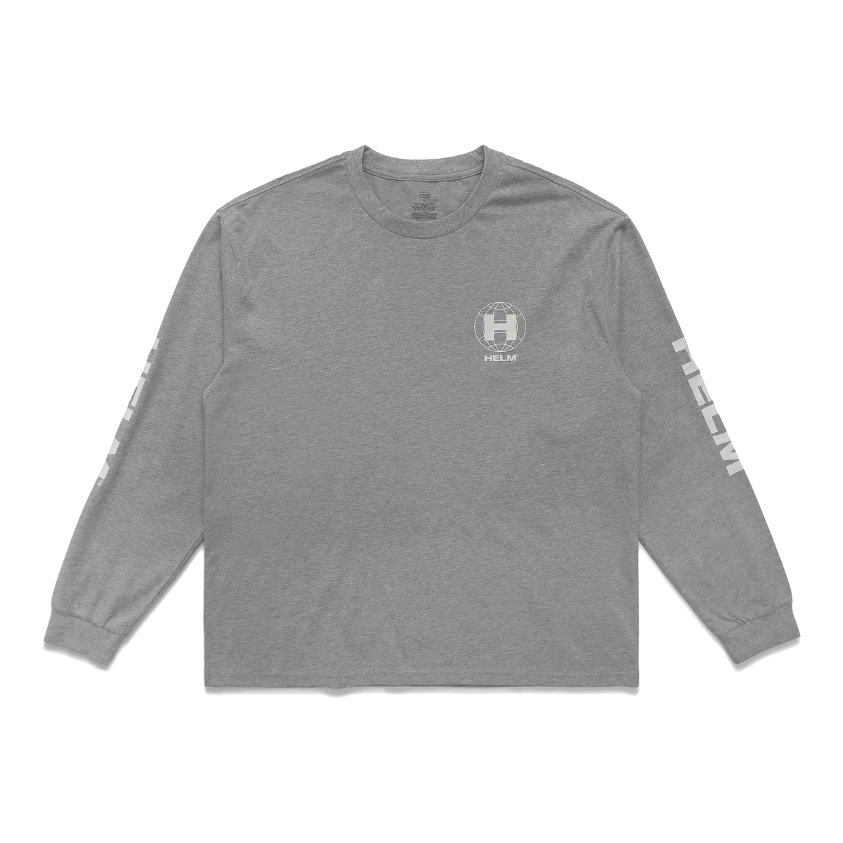 Globe Chest L/S Tee - Heather Grey - HS-M2203LS-HGY-S, HS-M2203LS-HGY-M, HS-M2203LS-HGY-L, HS-M2203LS-HGY-XL, HS-M2203LS-HGY-XXL - Great Call Athletics