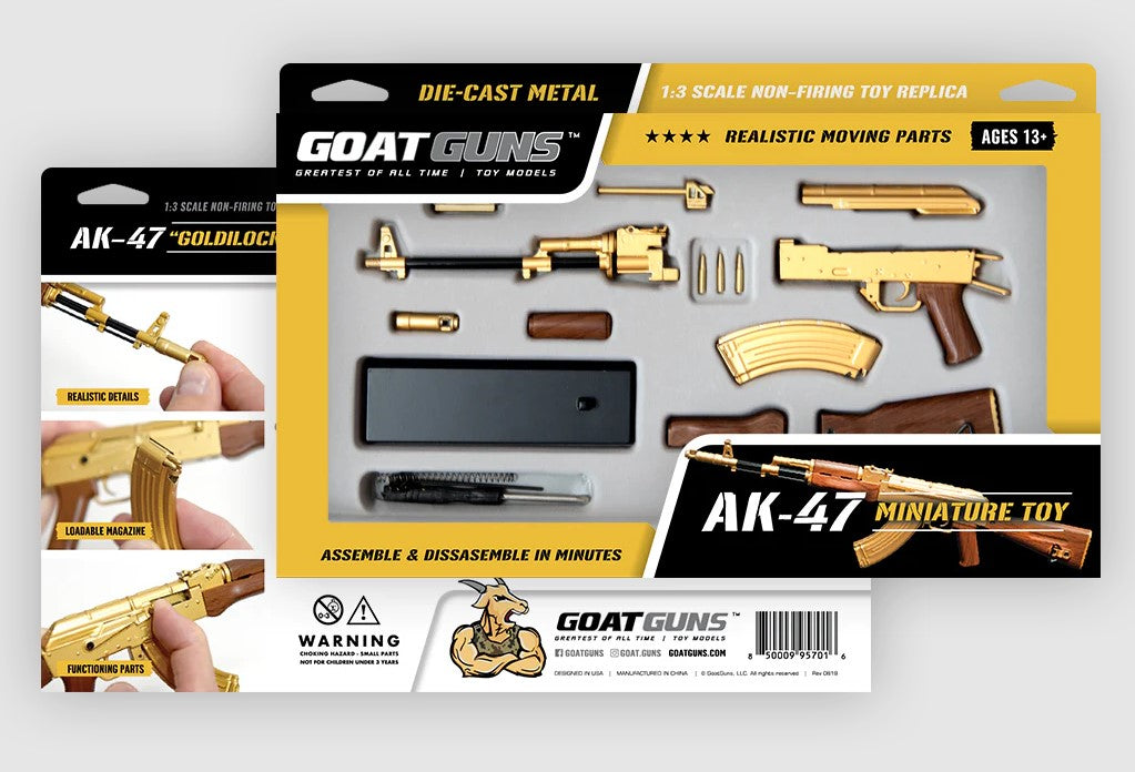 1/3 Scale Die Cast AK47 Model Rifle, Gold - View 2