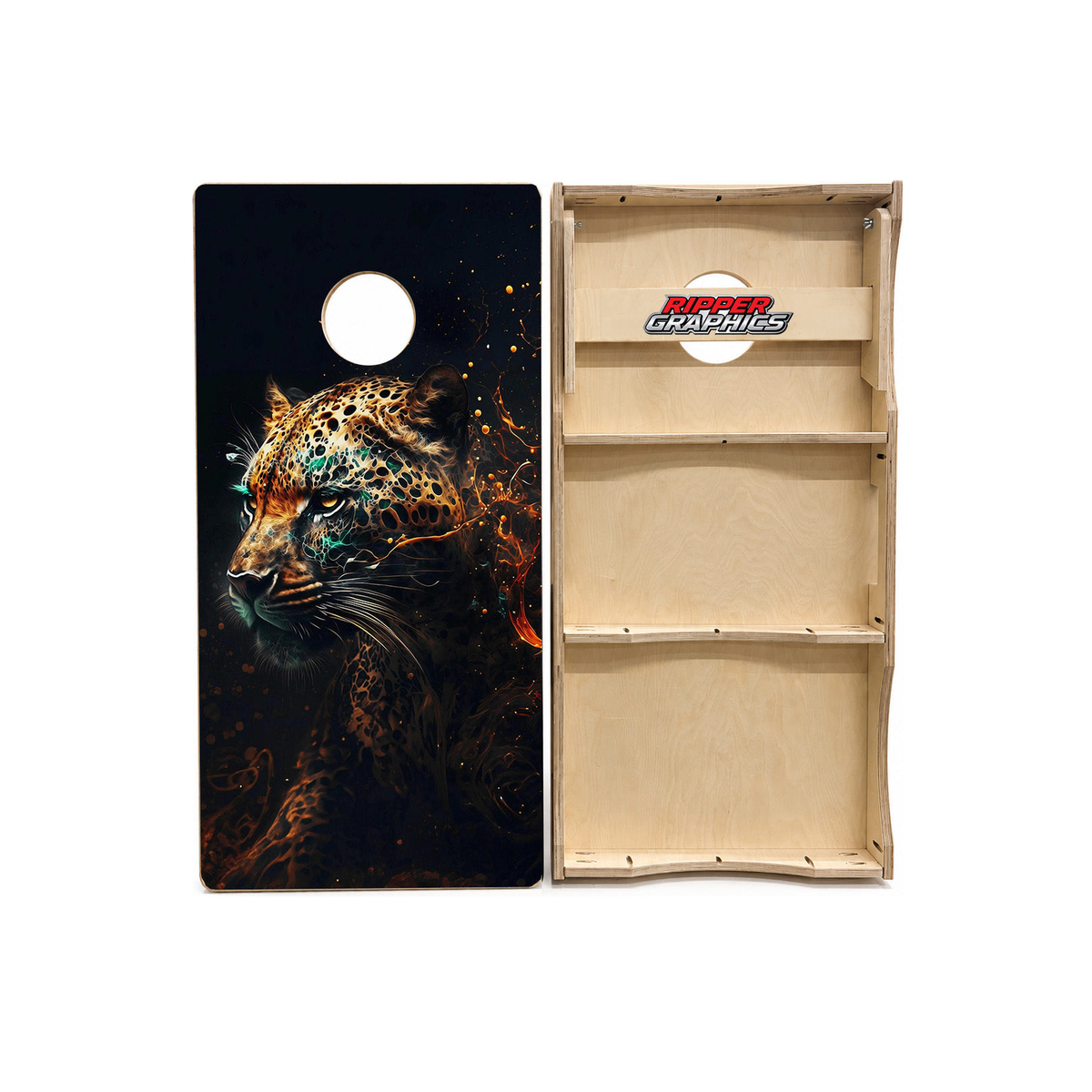 Gold Teal Panther Cornhole Design product photo