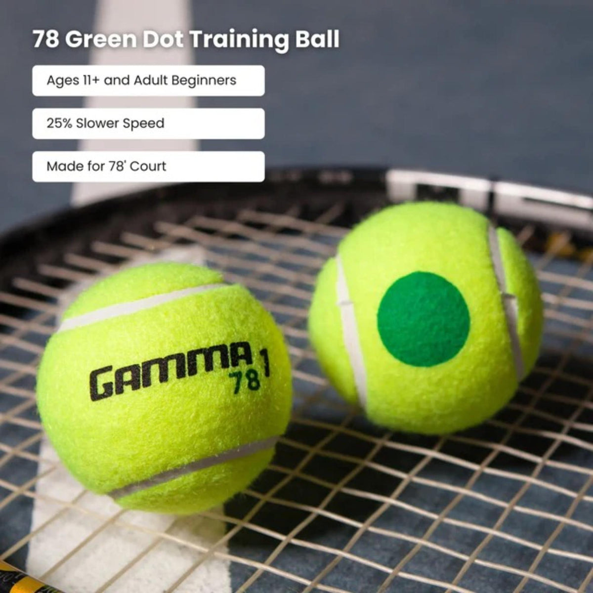 Tennis ball with a durable felt surface and printed branding, designed for controlled play and training.