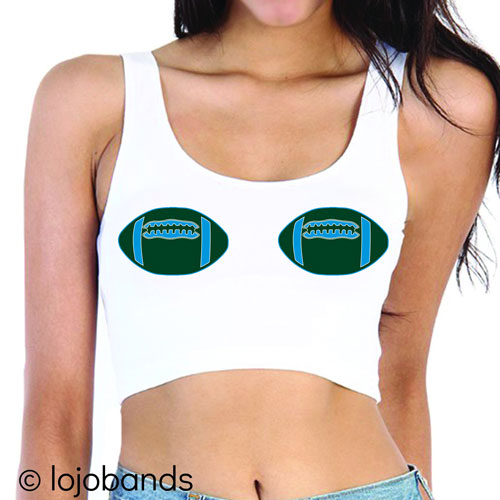 Green & Light Blue Football Crop Tank Top